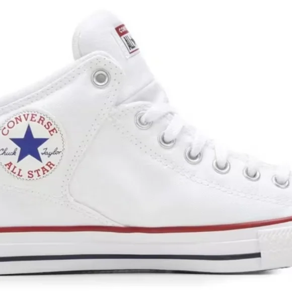 Converse All*Star White and Red High-Top Sneakers New w/o Tag- Men 8-Woman 10 - Picture 2 of 5